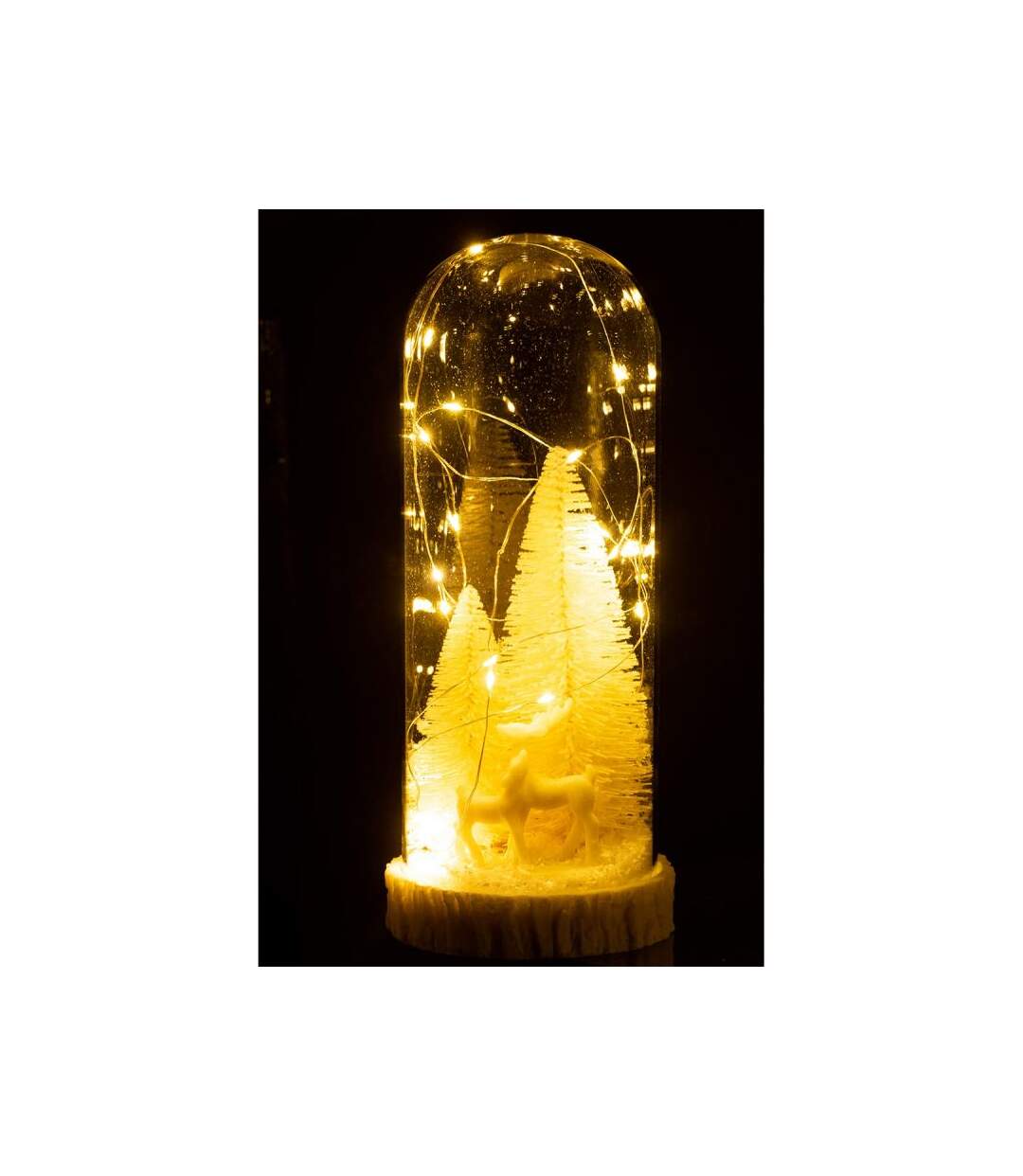 Paris Prix - Cloche Déco Led En Verre cerfs 28cm Blanc