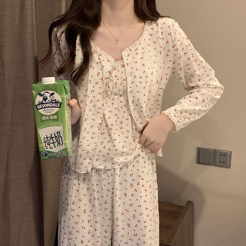 Siensien - Pyjamaset: bedrukt hemdje + licht jasje + broek