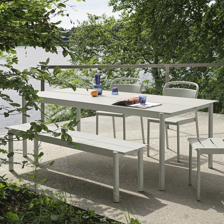 Muuto - Linear Steel Outdoor Gartentisch, 220 x 90 cm, grau