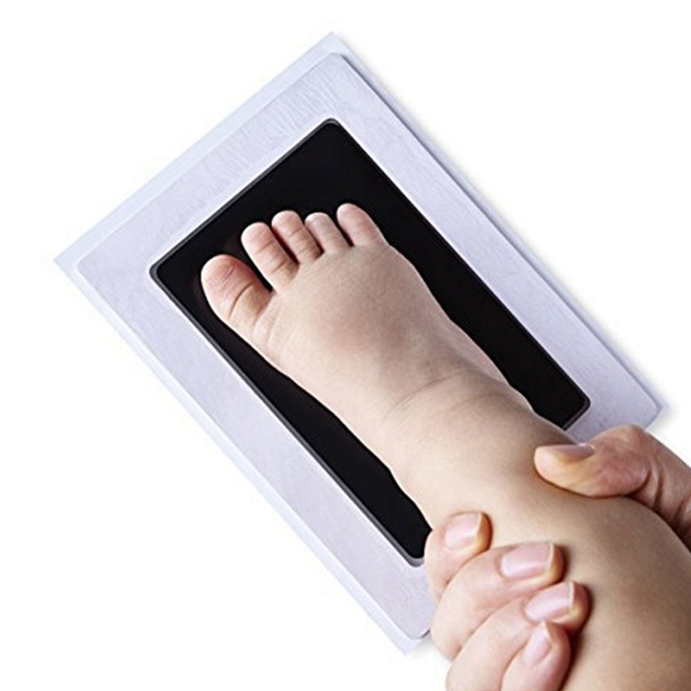 (3-tlg. Set) Baby DIY Handabdruck / Fussabdruck Stempelkissen Clean Touch Neugeborenen Abdruck inkl. Karton Vorlage - Schwarz