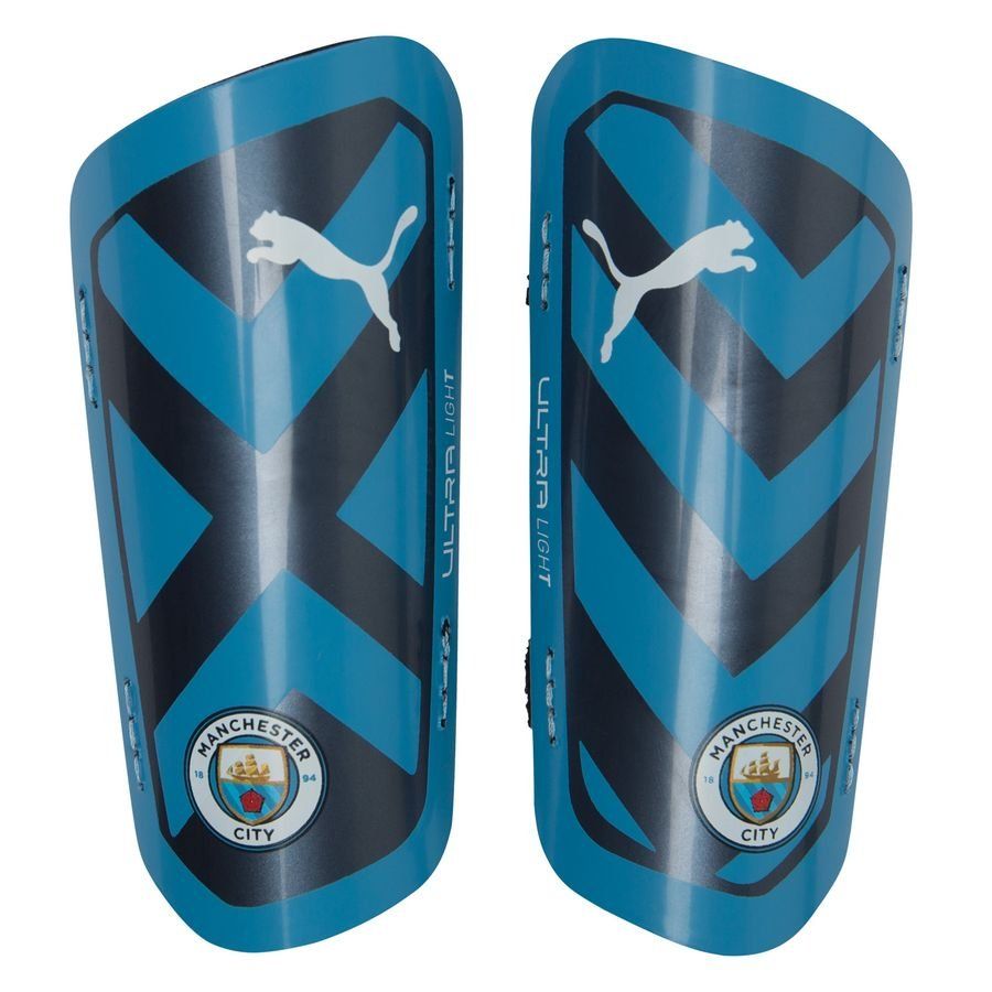 Manchester City Protège-Tibias Ultra Light Strap - Bleu Clair/Blanc