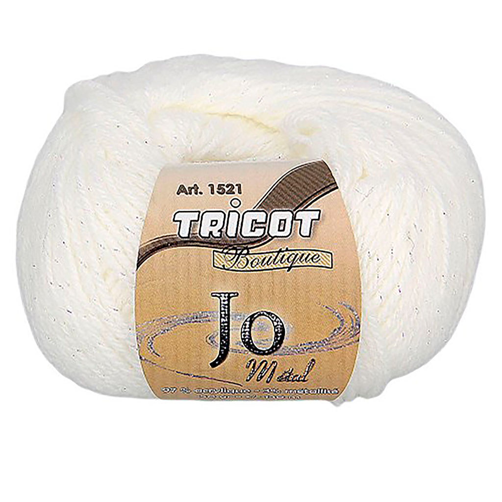 Fil à tricoter JO METAL blanc 50g