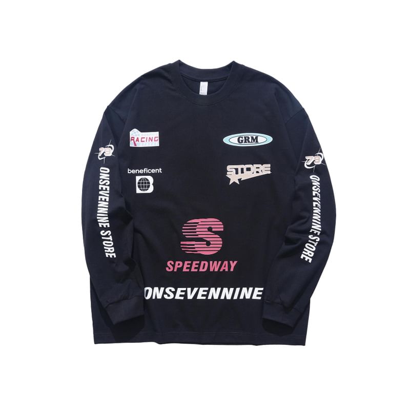 Larvyre - Sweatshirt met lange mouwen en tekstprint, losvallend model
