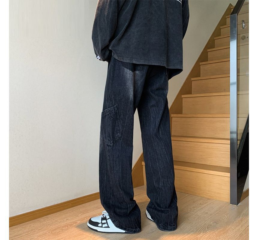 Nyeoseog - Mid Rise Washed Straight Leg Jeans
