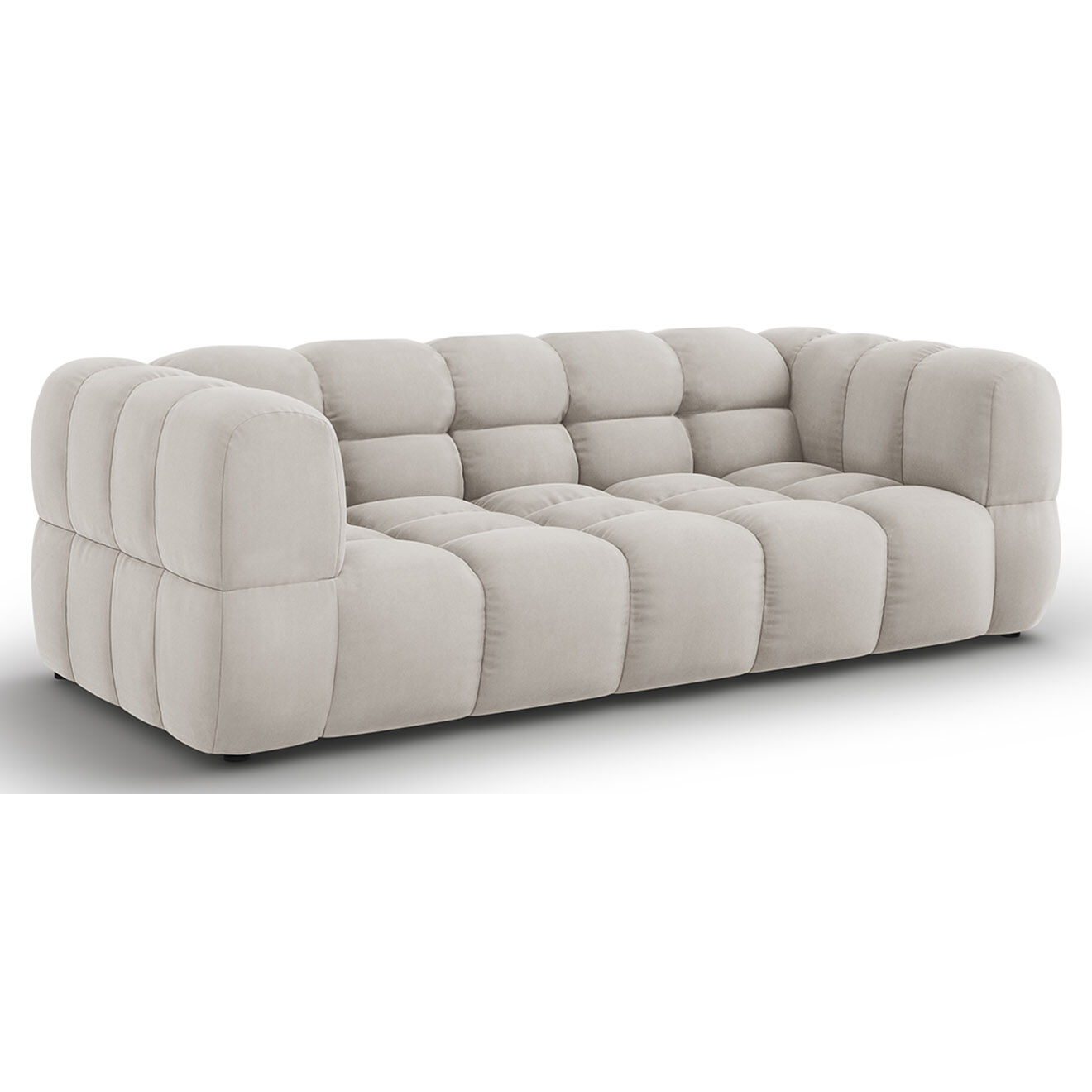 Mazzini Sofas Canapé Velours Aster 3 Places ivoire - 214x102x75 cm