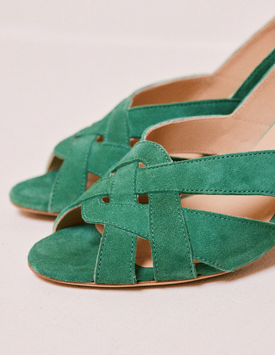 Sandales à talons Clémentine H - Suède vert