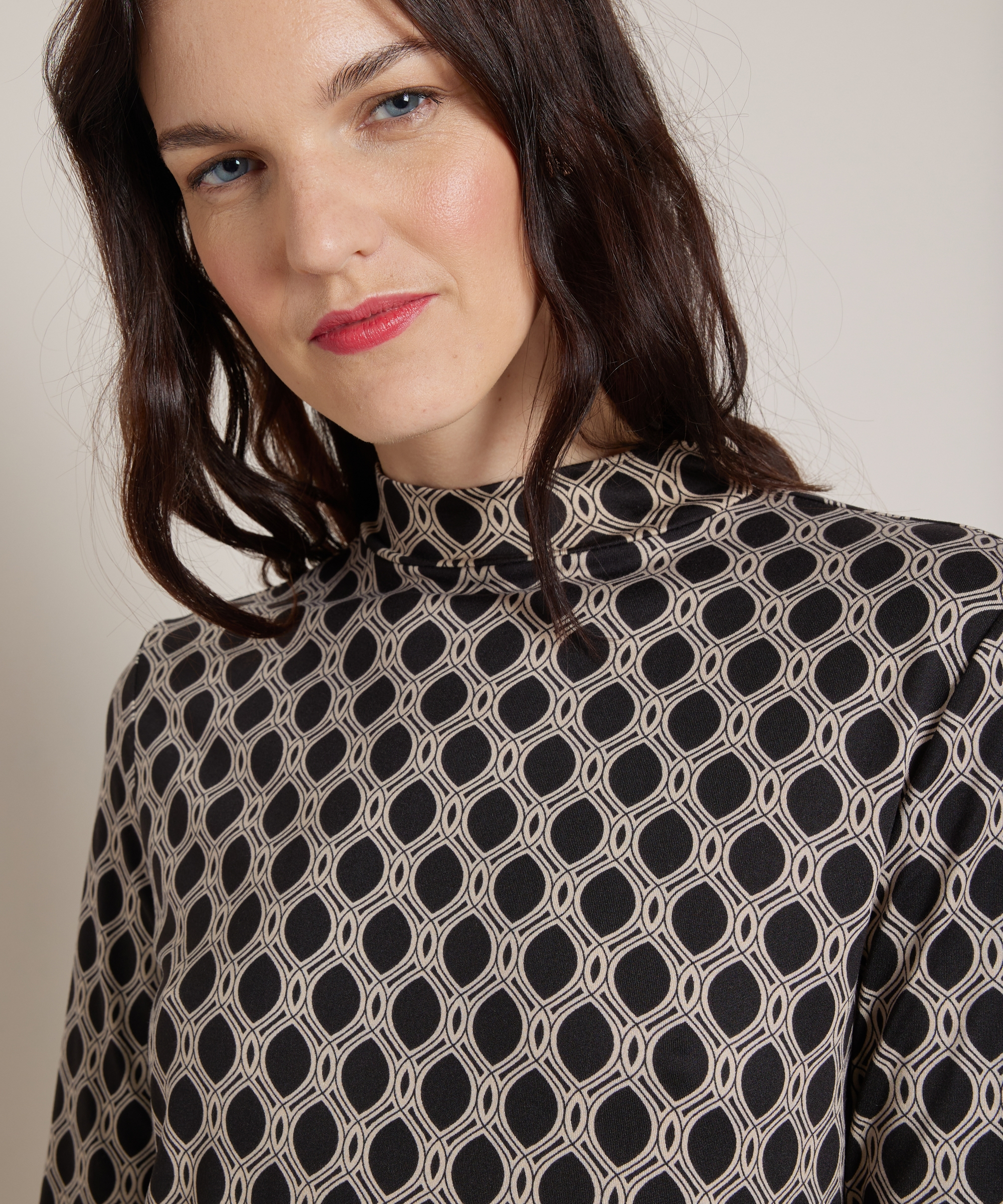 jersey top met all-over print