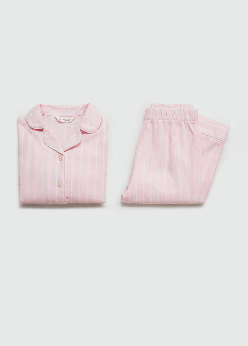 Mango Kids gestreepte pyjama roze/wit