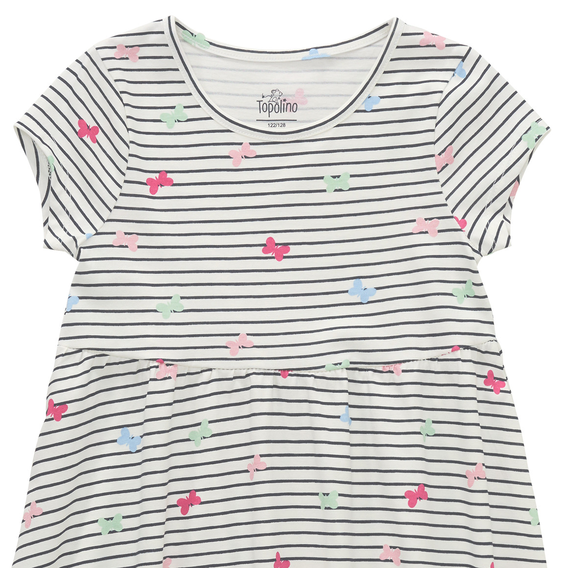 Topolino Mädchen Kleid mit Schmetterling-Allover weiss / dunkelblau
