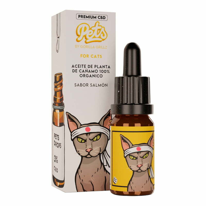 Óleo de CBD 3% para gatos com sabor salmão.