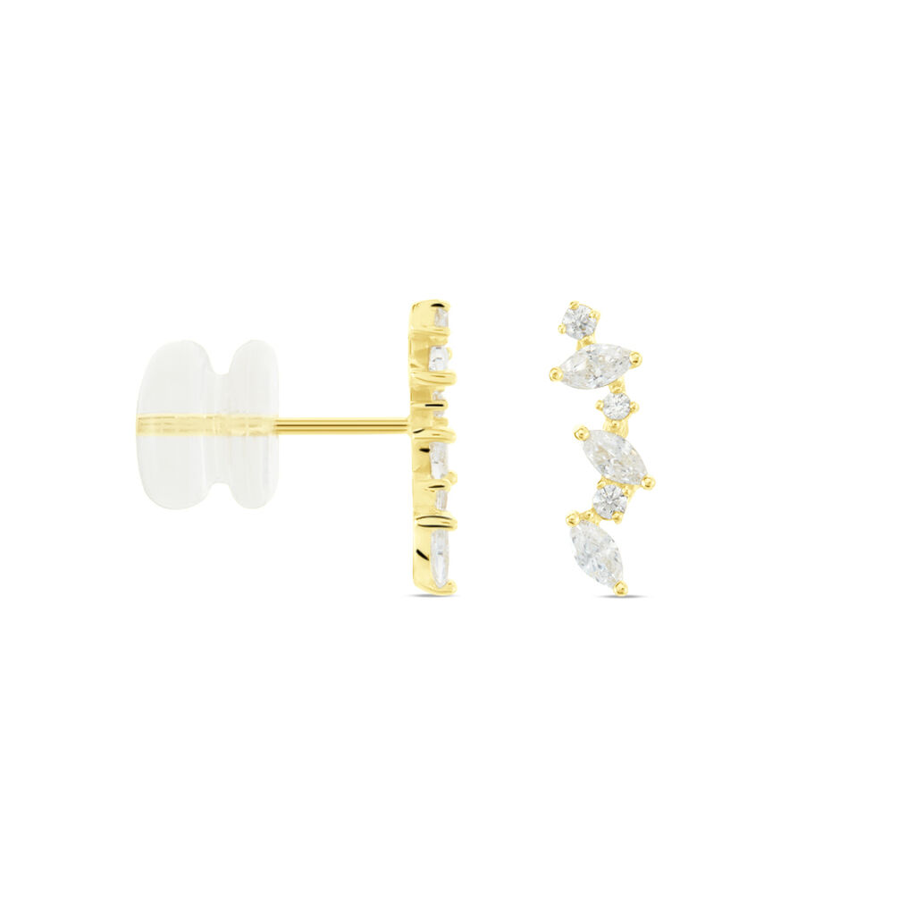 Boucles D'oreilles Puces Or Jaune Fortunella Oxydes De Zirconium