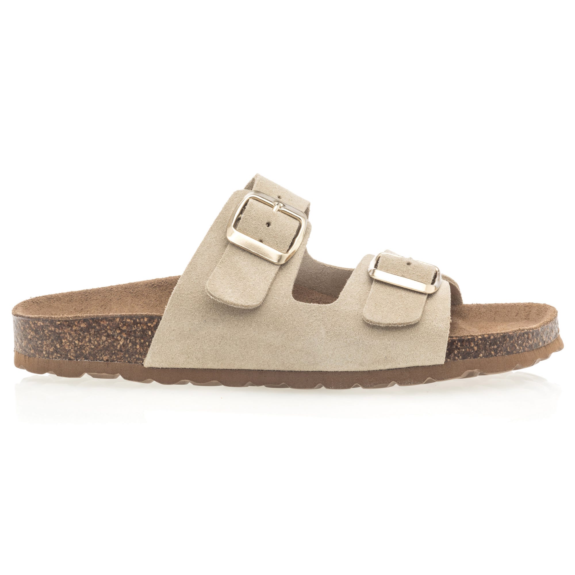 Mules semelle liège Femme en cuir beige