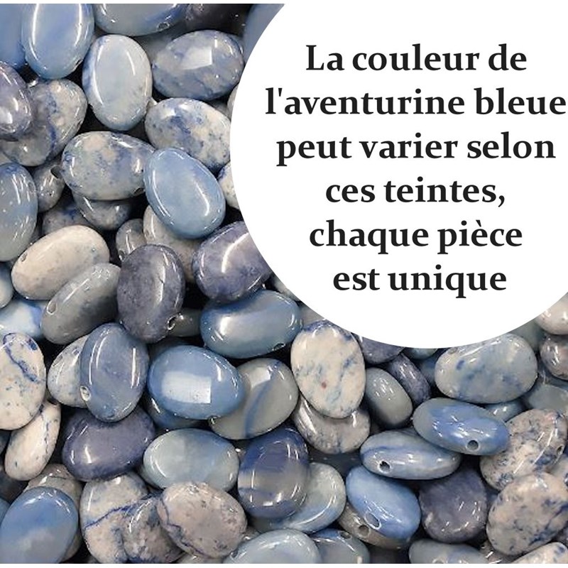 Collier pierre naturelle aventurine couleur bleue et blanche Argent 925 Rhodié