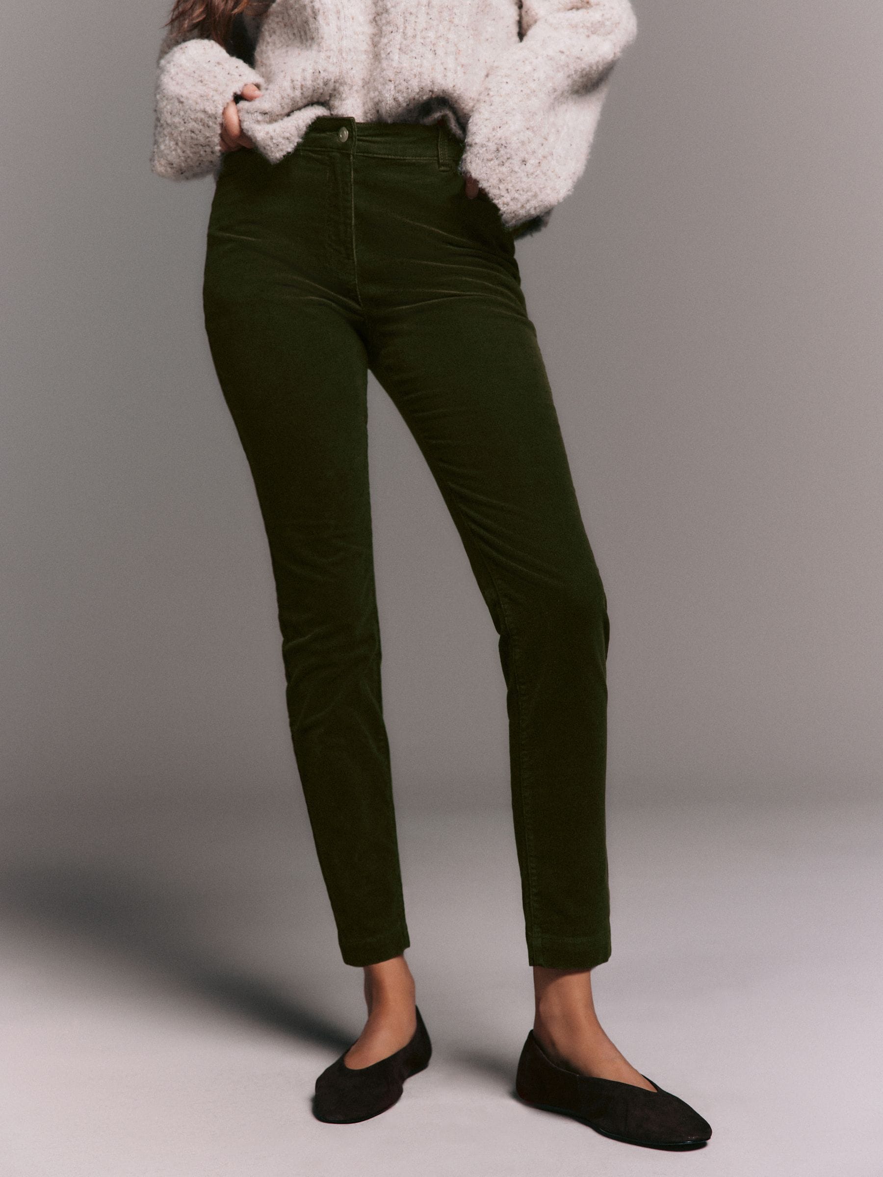 Kakigroen - Corduroy skinny broek