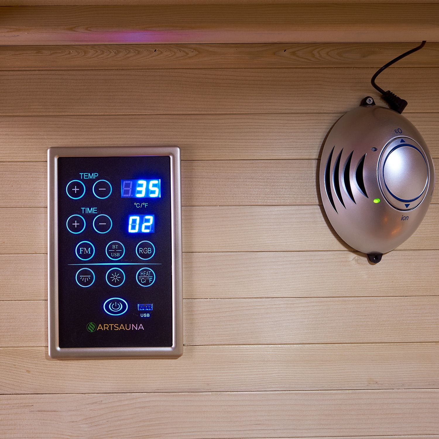 Artsauna Infrarotkabine Nyborg S90V Vollspektrumstrahler & Ambiente LED Beleuchtung – Kabine für 1