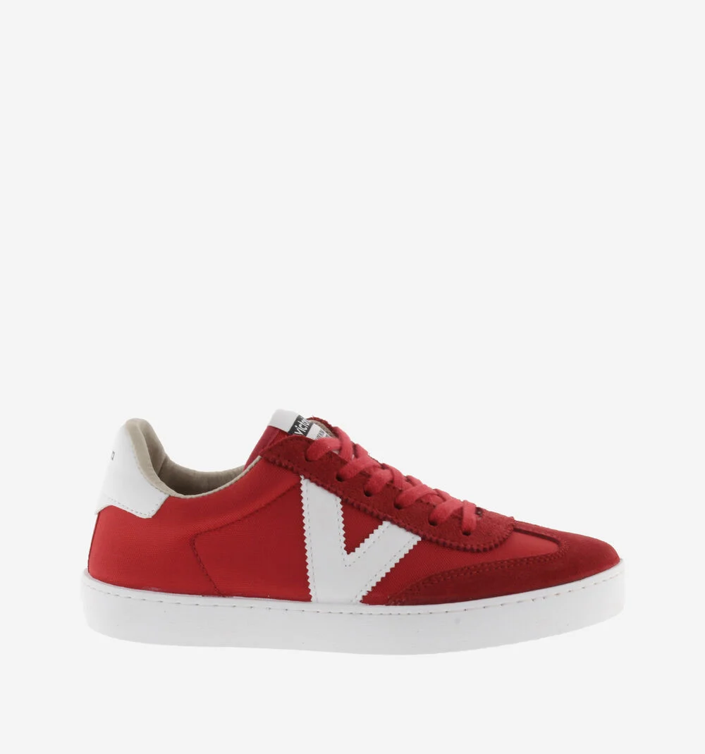 BERLÍN CUIR FENDU & NYLON Baskets monochromes unisexes ROJO