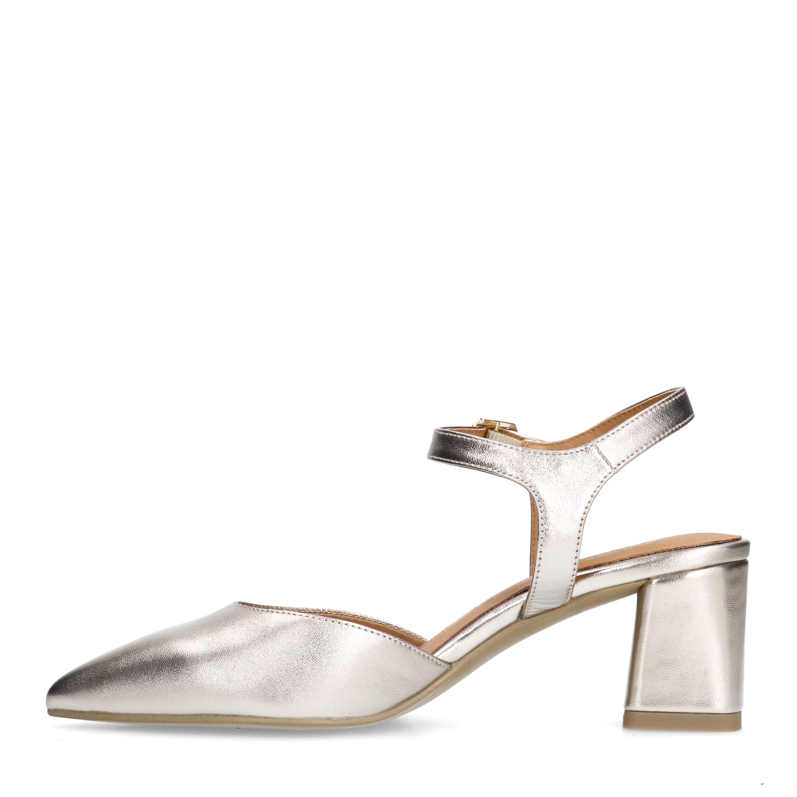 Goudkleurige leren slingbacks