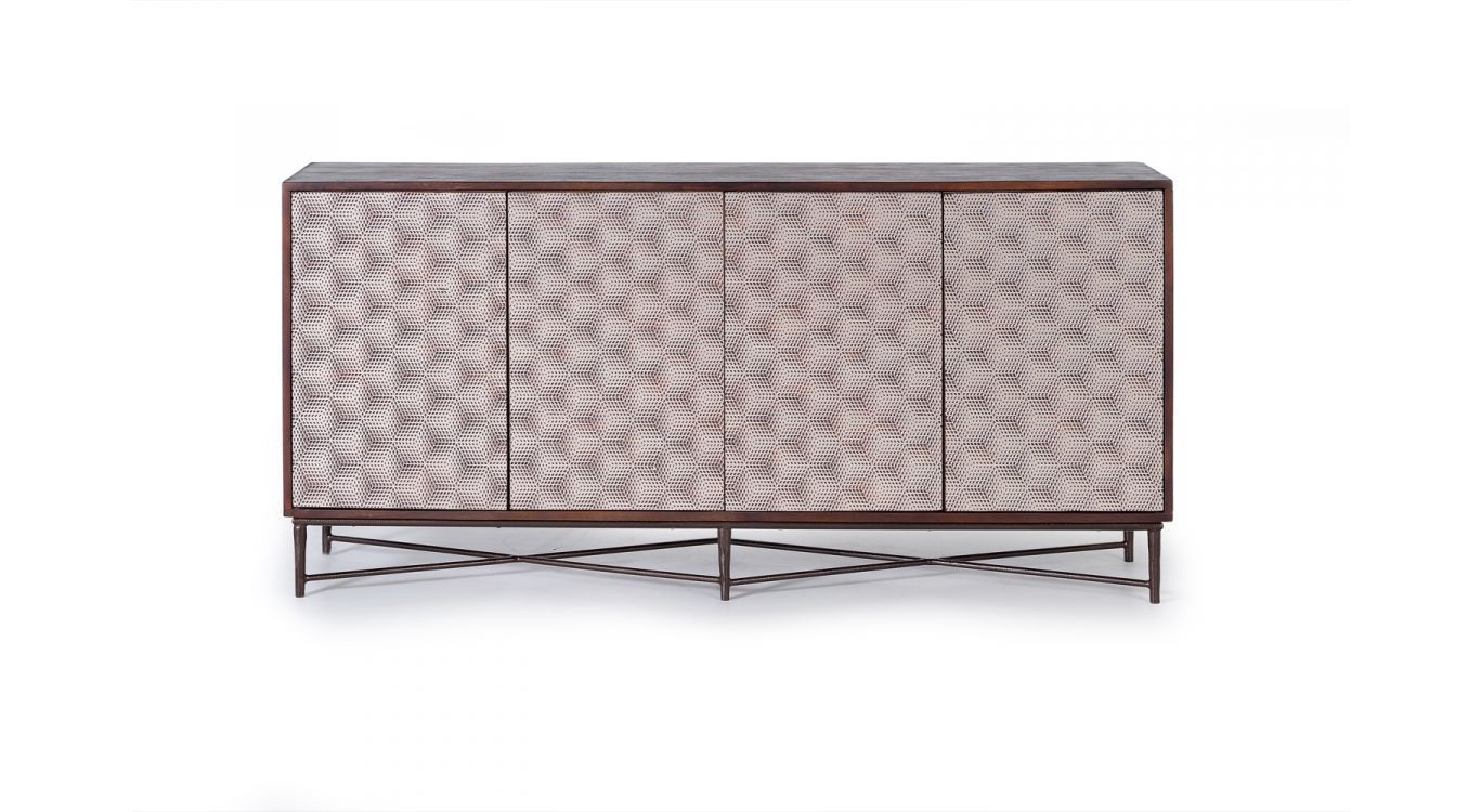 Bahut bois, fer marron 163x40x80cm - bois-fer