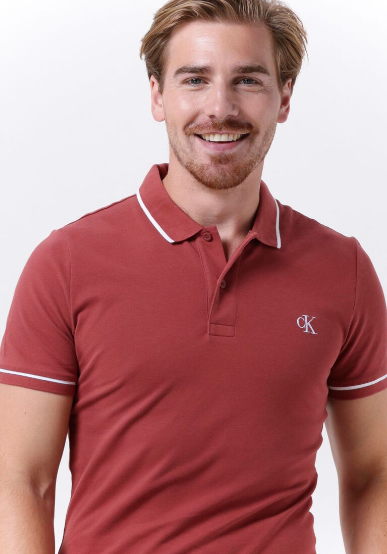 CALVIN KLEIN rode calvin klein polo tipping slim polo