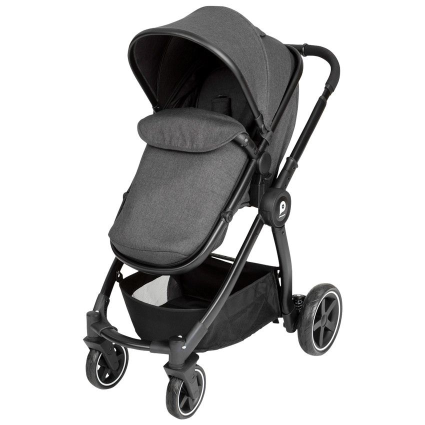 Poussette duo Théa 2 en 1 gris chiné/noir - Ecru
