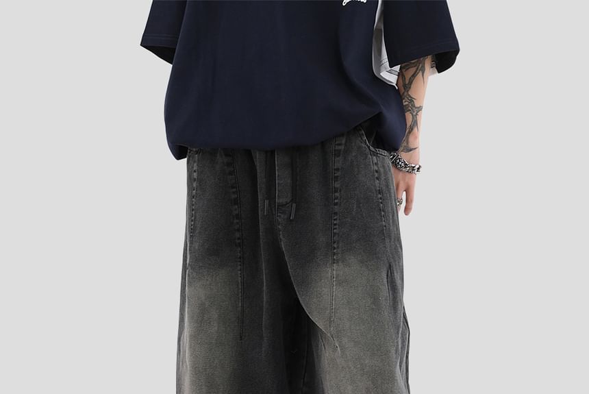 Banash - Mid Rise Washed Wide Leg Jeans