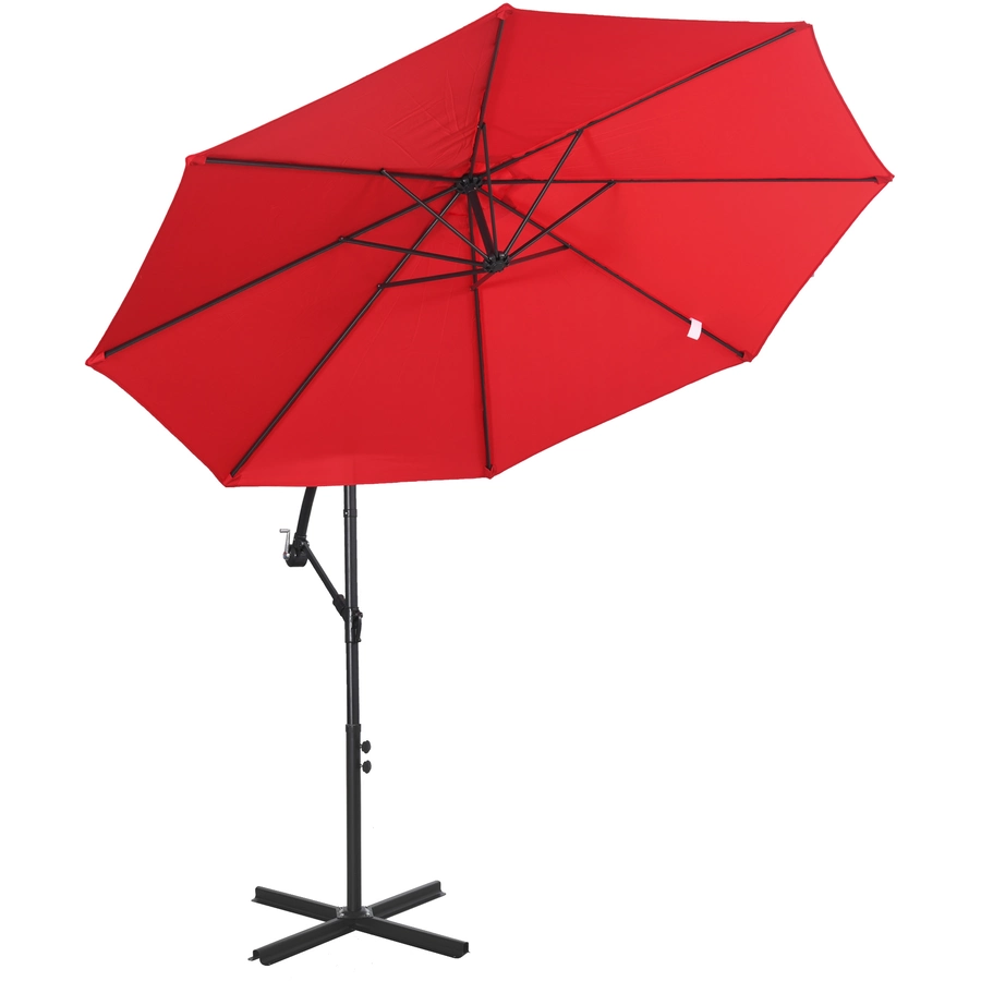 Outsunny Ampelschirm mit Handkurbel rot
