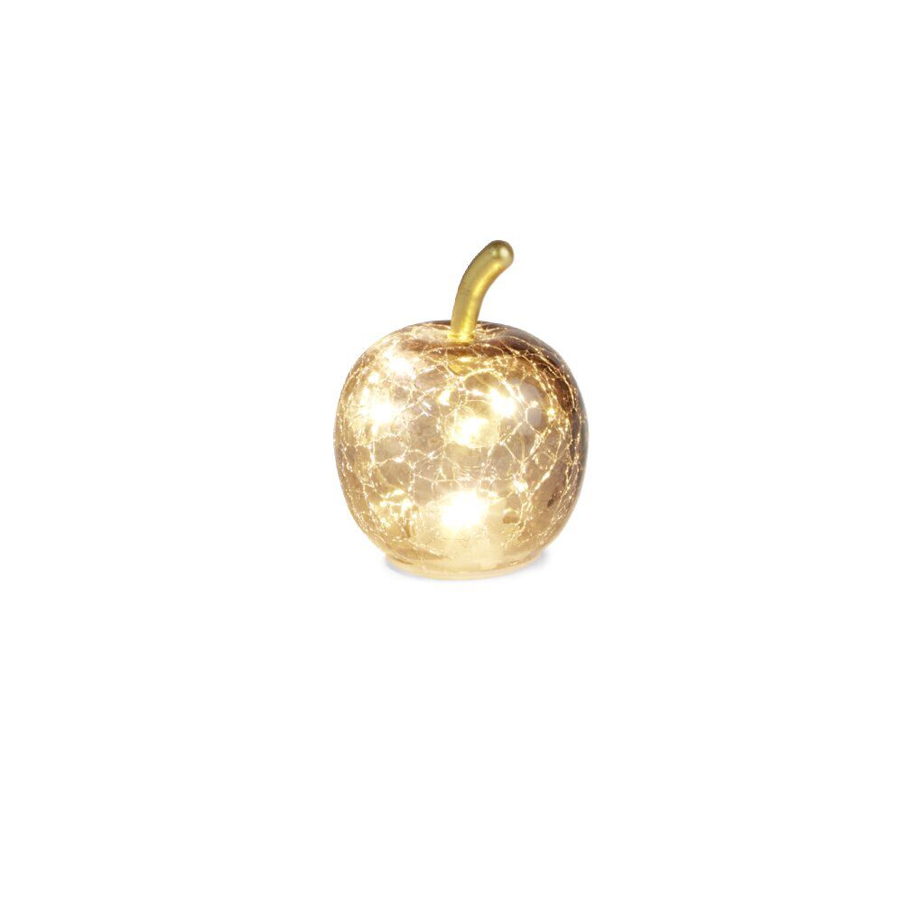 Décoration LED en verre pomme marron effet craquelé Ø7xH8cm