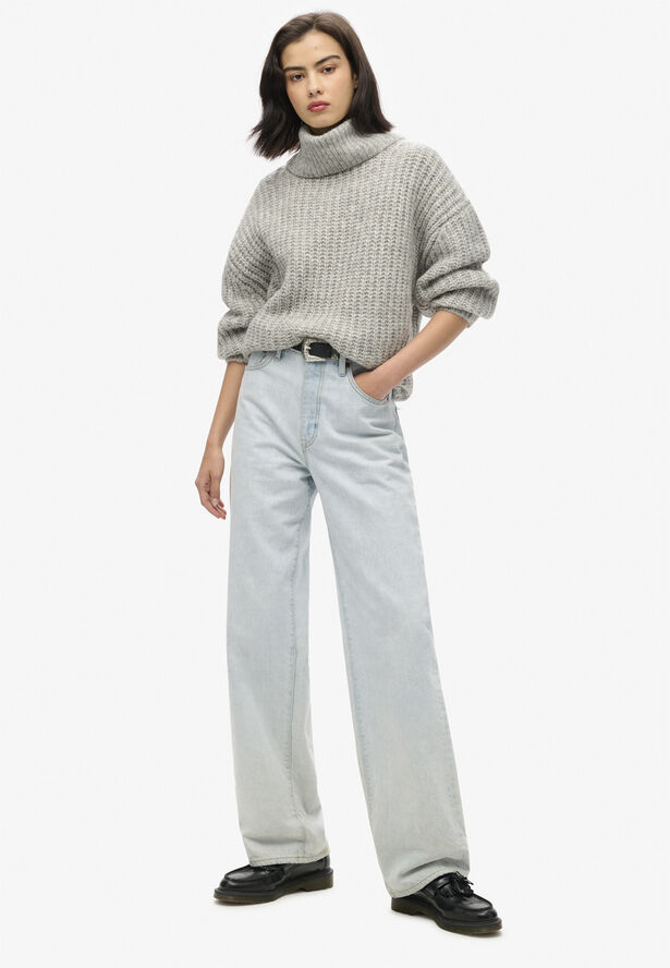 Superdry BRUSHED RIB SLOUCH NK JUMPER Heather grey twist