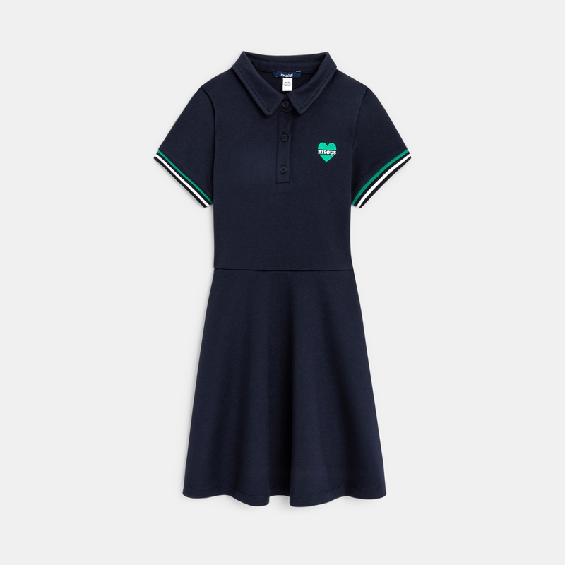 Robe polo manches courtes bleue fille