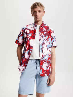 Camisa floral de manga curta com modelagem regular