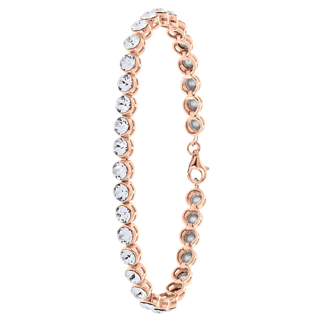 Zilveren tennisarmband rose met kristal wit