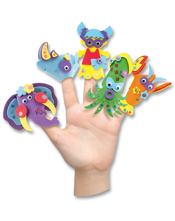 Moosgummi Fingerpuppen-Set, 61-teilig
