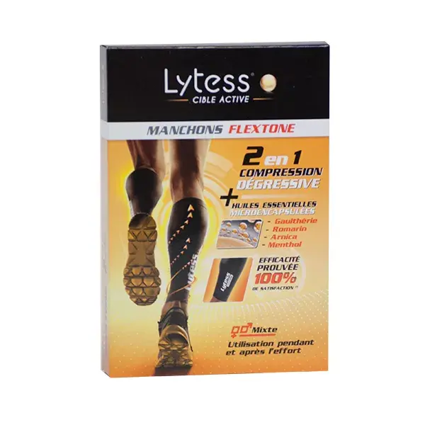 Mangas de compressão Lytess pretas para panturrilha, tamanho 2