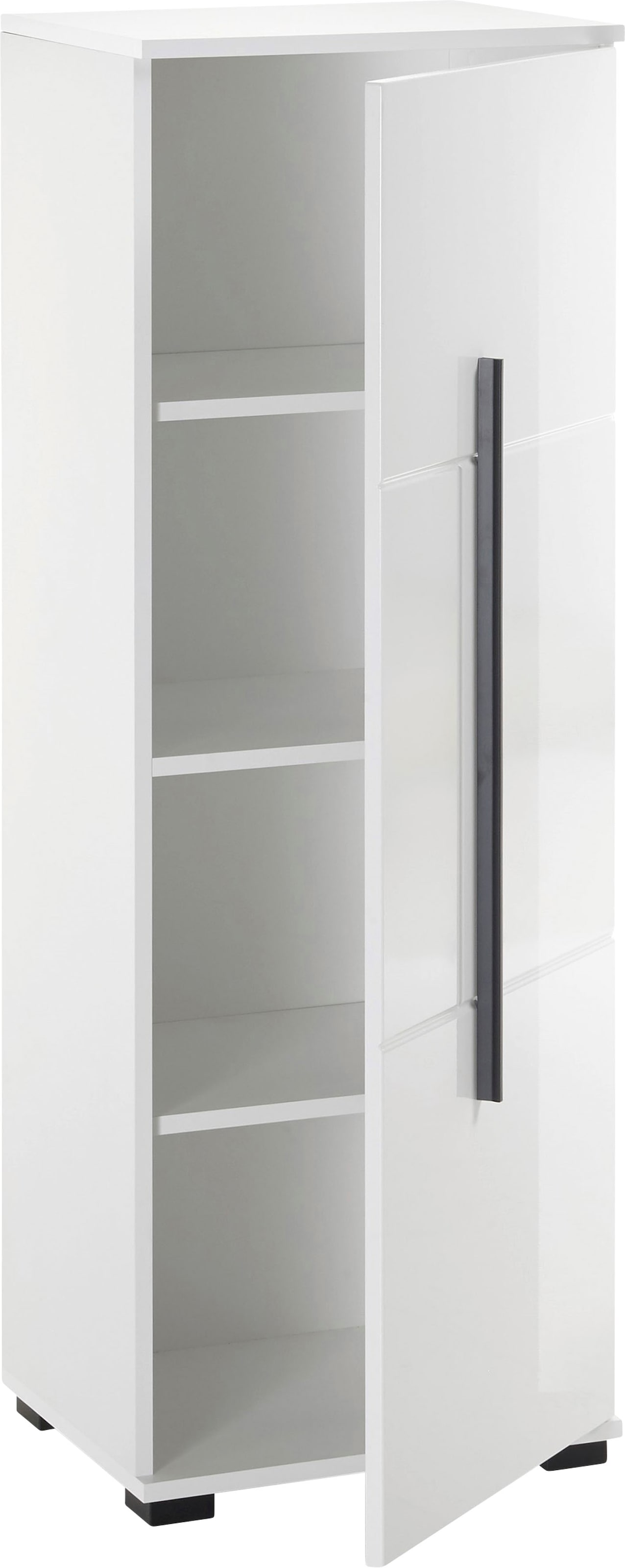 INOSIGN Midischrank »Cantara, Badschrank in Hochglanz Weiss, Schrank im modernen Design« mit schwarzen Griffen, ausreichend Stauraum