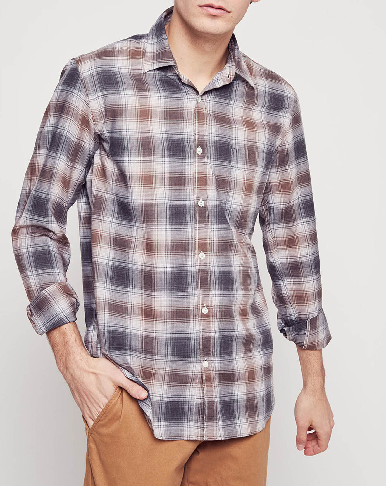 Hartford Chemise Slim Storm à carreaux marron