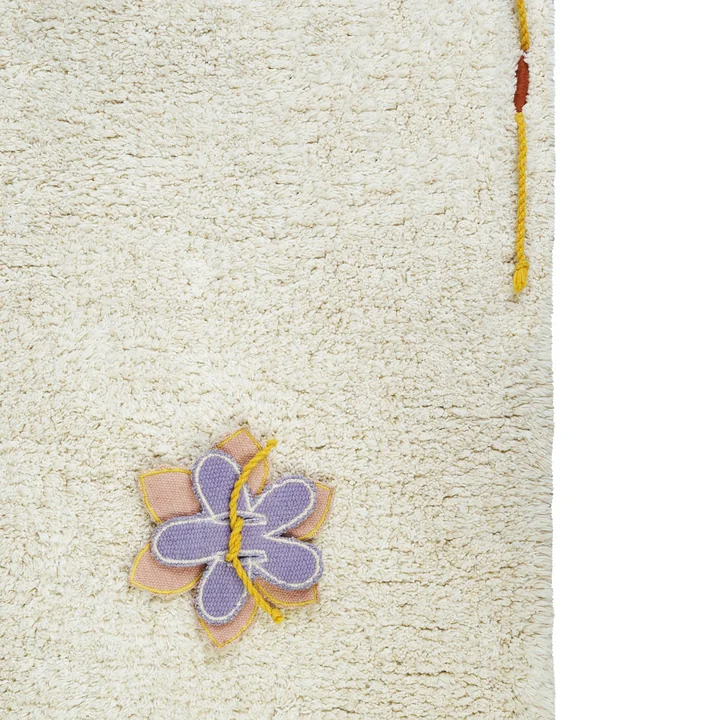 Lorena Canals - Wildflower Spielteppich mit Spielzubehör, 120 x 160 cm, natur / vintage nude / vintage blue