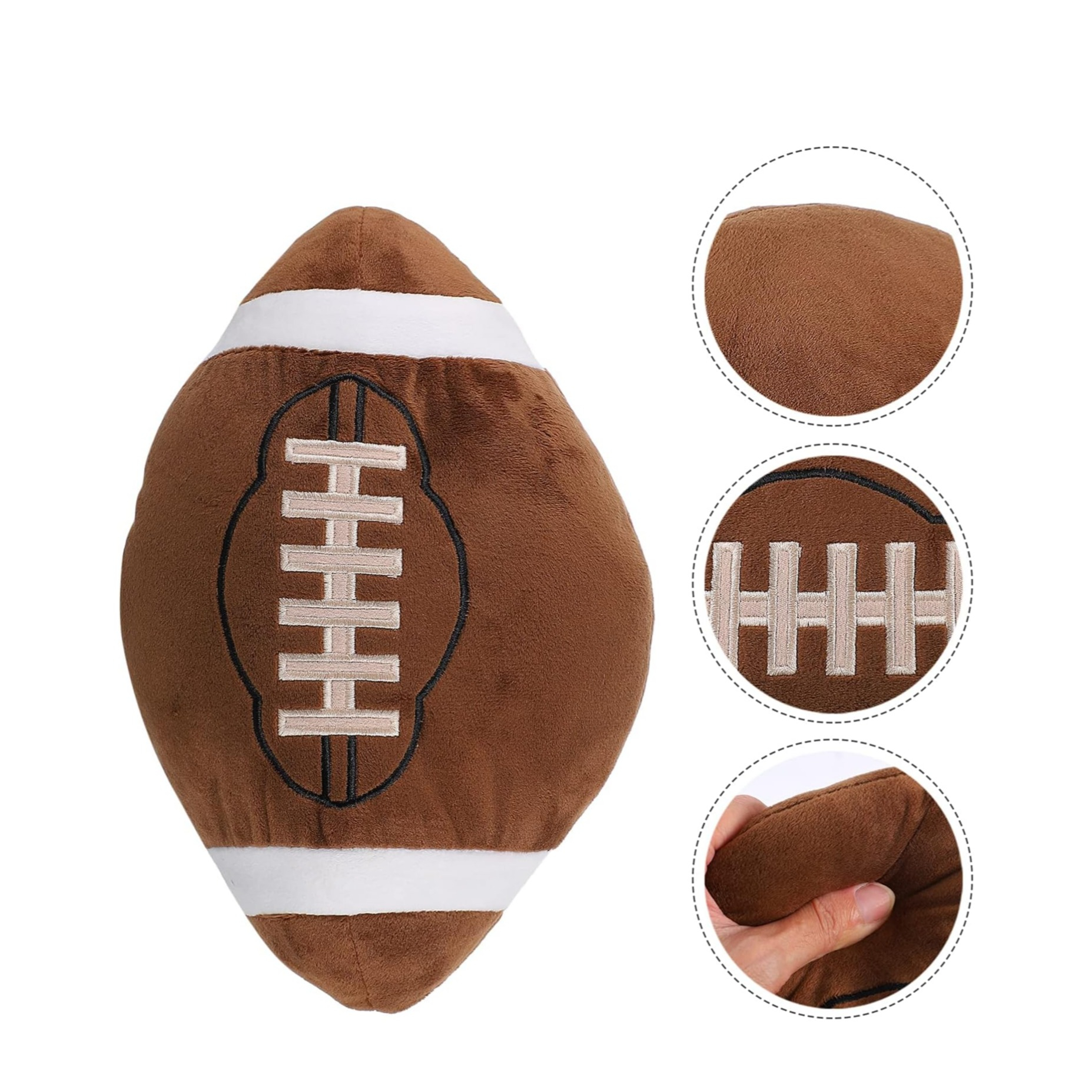 (30cm) Stoff Football Kissen Home Deko Weicher Plüsch Super Bowl Spiel Ball - Braun / Weiss