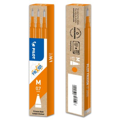 Pilot Frixion Ball - 3 Recharges pour rollers effaçables - 0,7 mm - orange