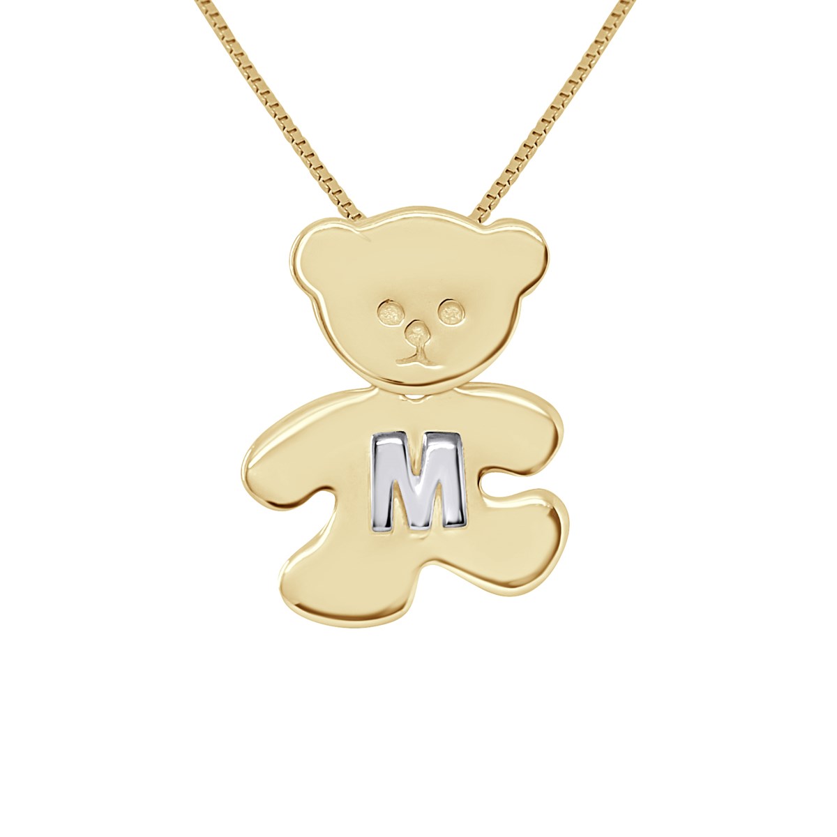 Pendentif OURSON plaqué Or Jaune - Lettre M Argent