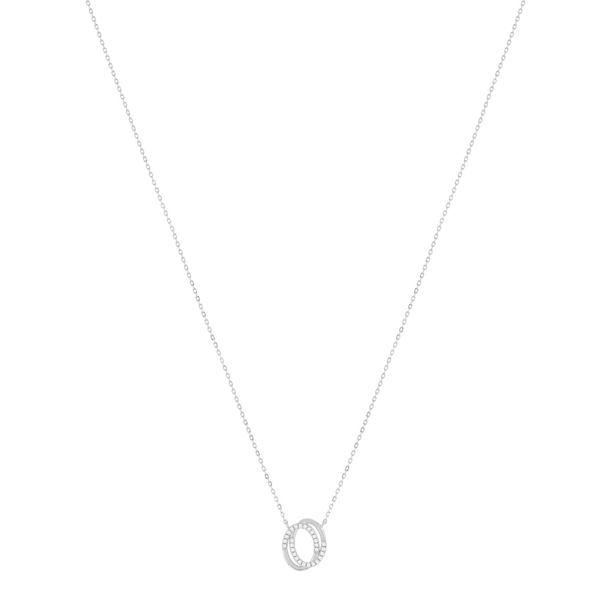 Collier argent 925 zirconias 45 cm motif anneaux