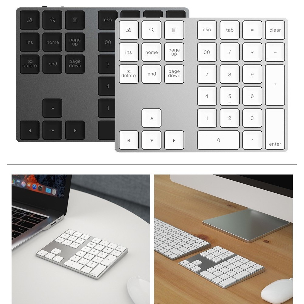 Aluminium Bluetooth Tastatur Keypad Zahlenblock 34-Tasten (Windows/iOS/Android) - Schwarz