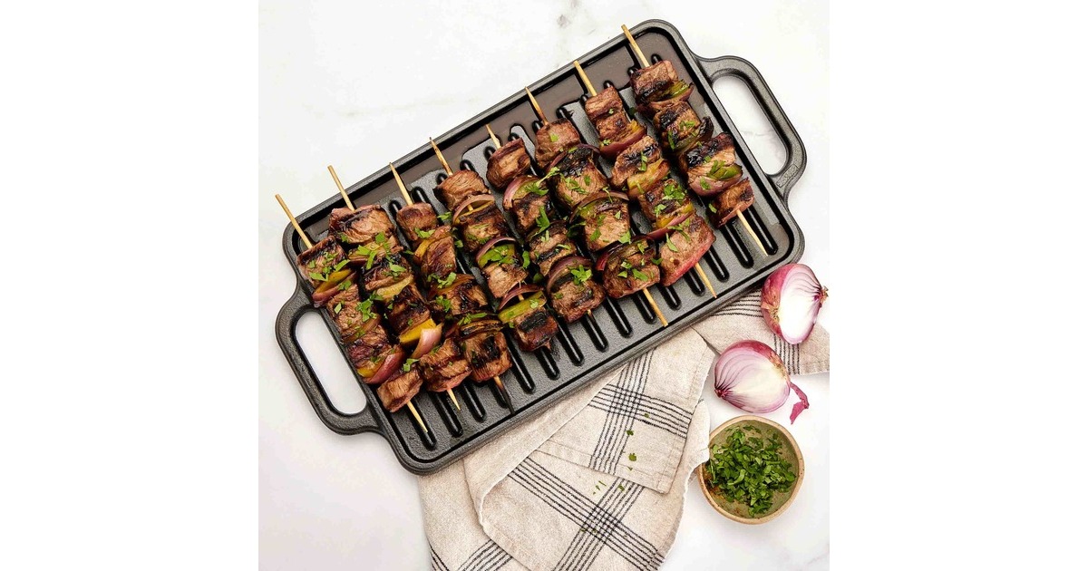 VictoriaOmkeerbare Bakplaat 33 x 21 cm, Seasoned grillplaat  (Zwart, Color packaging)
