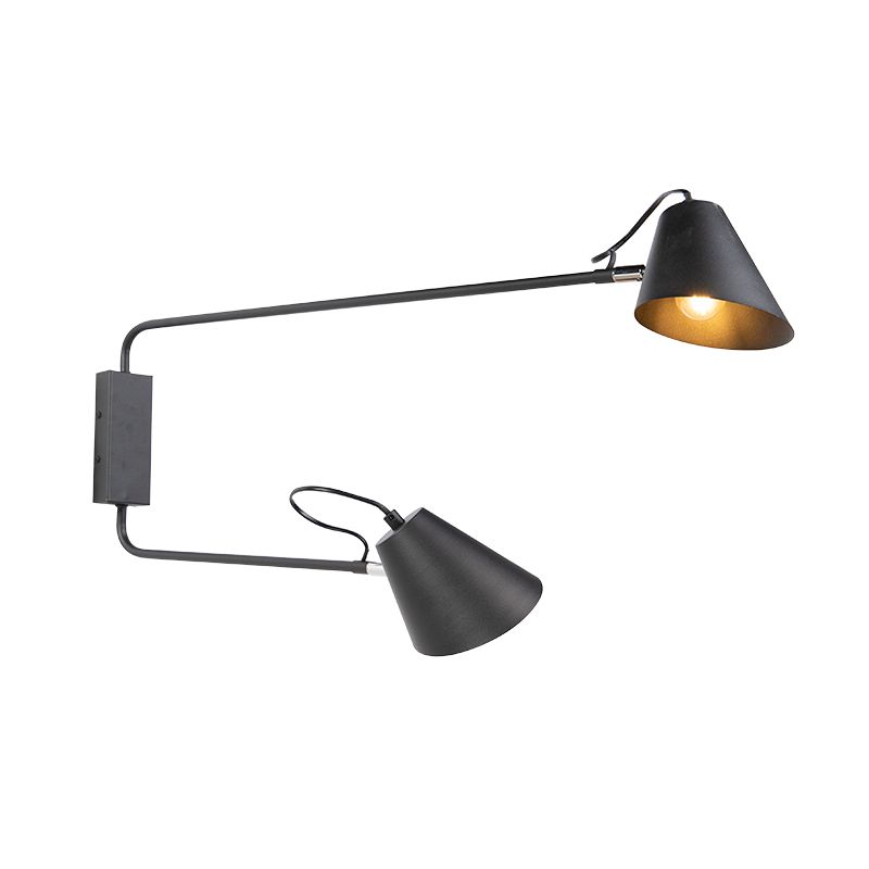Design wandlamp zwart 2-lichts verstelbaar - Lune