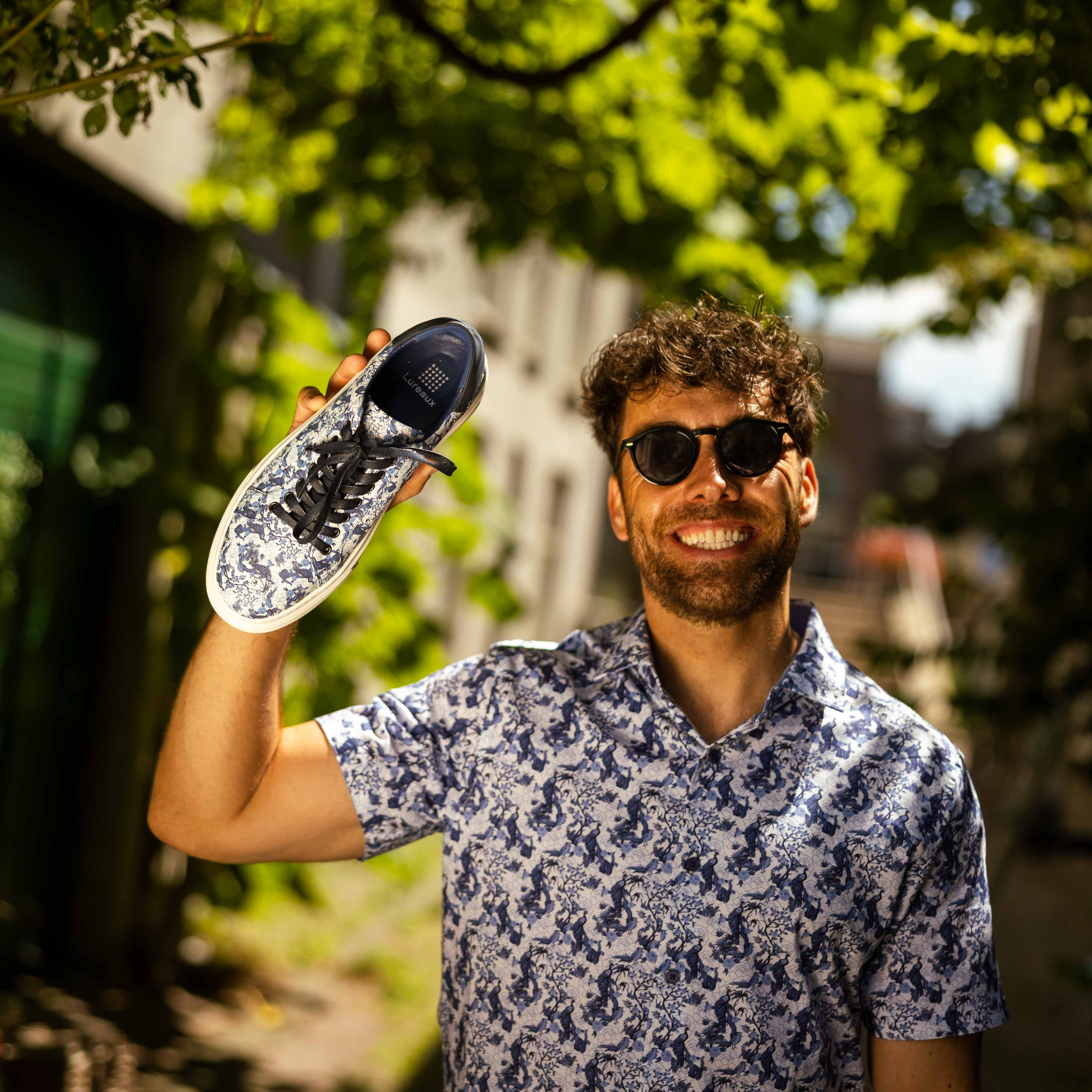 Azure Bird Garden Sneakers