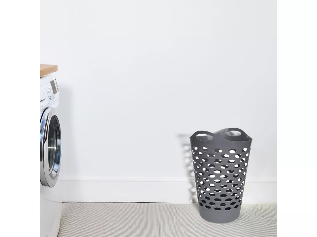 WELL HOME - Panier à linge gris 60L