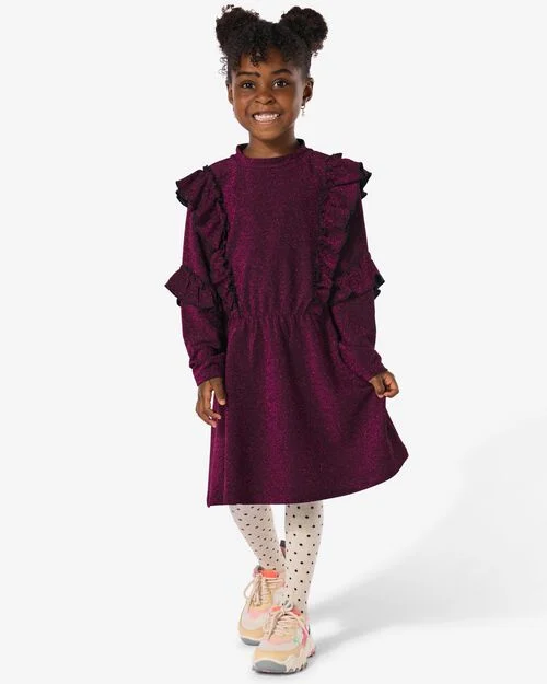 robe fille à volants  rose