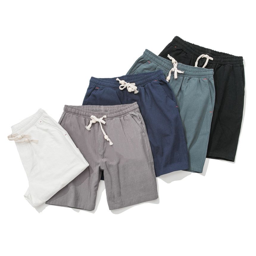 Ninine - Effen shorts met trekkoordtaille en rechte pijpen