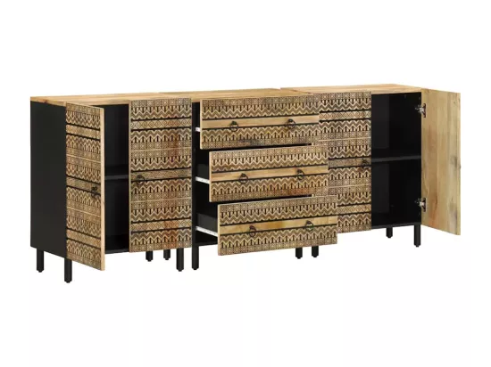 Buffets 3 pcs bois massif de manguier