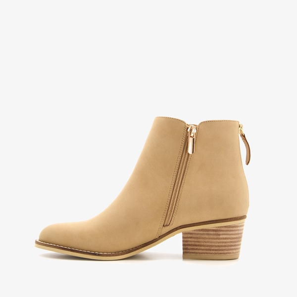 Blue Box beige dames enkellaarsjes met hak
