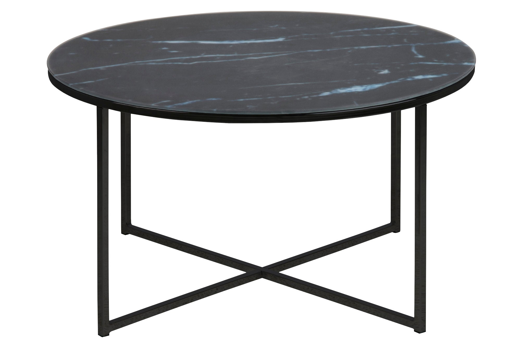Genua Salontafel - Ø80 cm - Zwarte marmer print